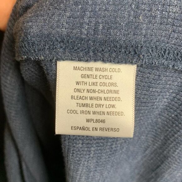 Club Room Tee Shirt Long Sleeve Solid Navy Blue Waffle Knit crewneck size XL - Picture 5 of 9